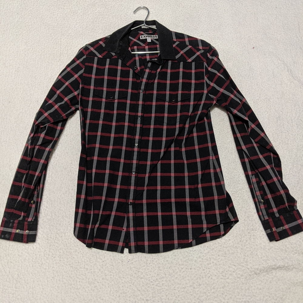 Express fitted  snap button down shirt